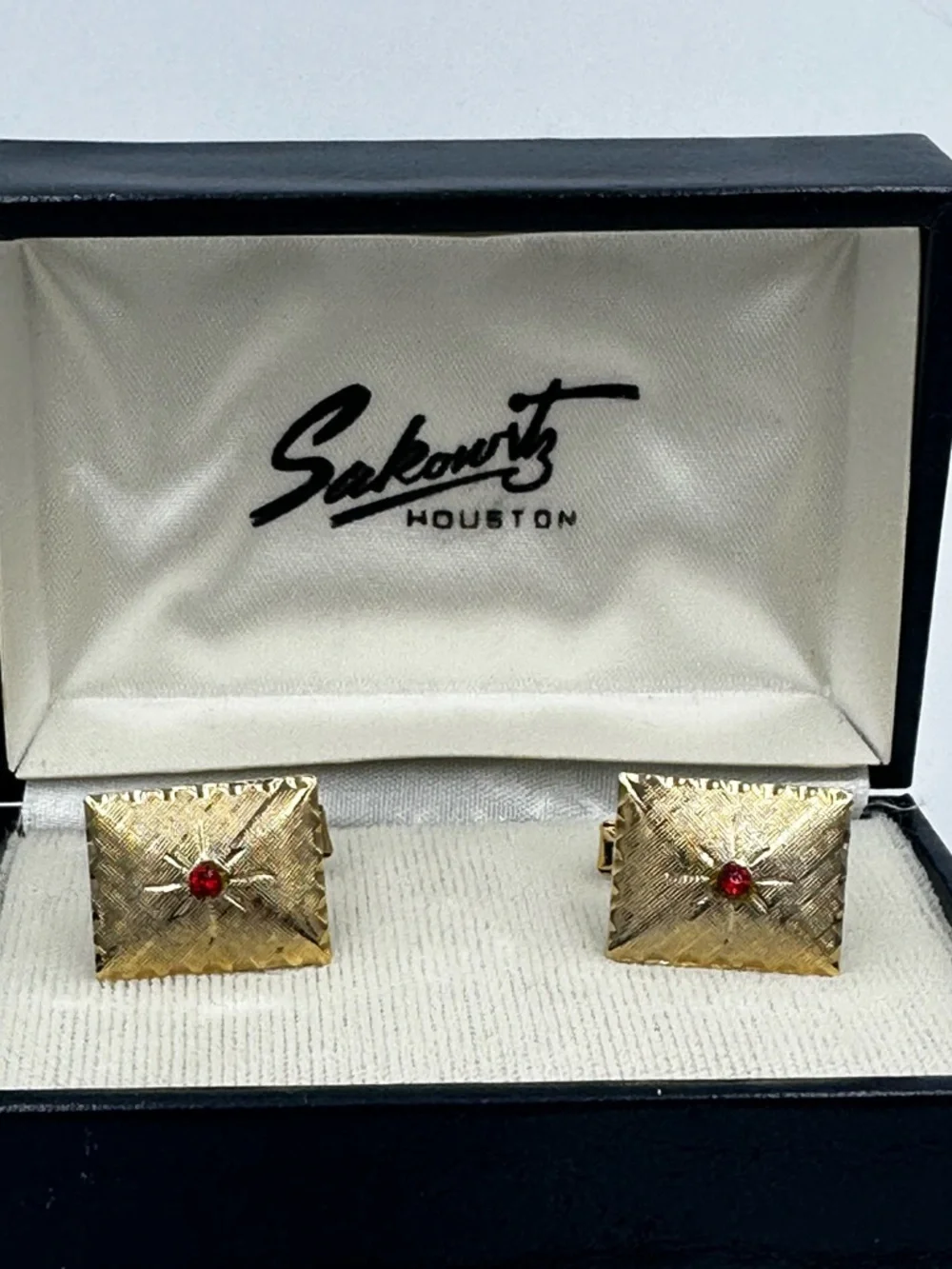Sakowitz of Houston Goldtone Satin Finish Cufflinks